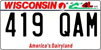 WI license plate 419QAM