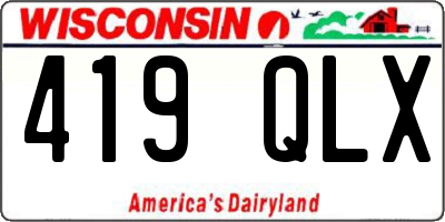 WI license plate 419QLX
