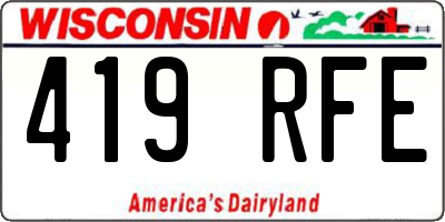 WI license plate 419RFE