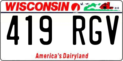 WI license plate 419RGV