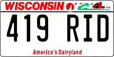 WI license plate 419RID