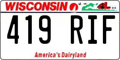 WI license plate 419RIF