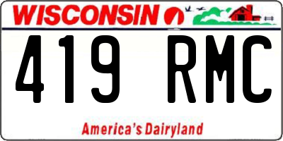 WI license plate 419RMC