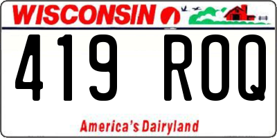WI license plate 419ROQ
