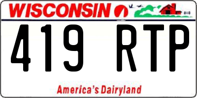 WI license plate 419RTP