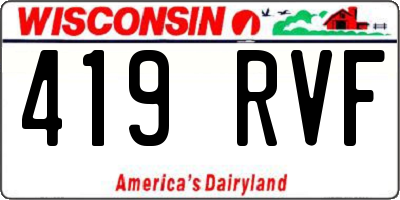 WI license plate 419RVF