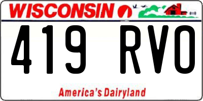 WI license plate 419RVO