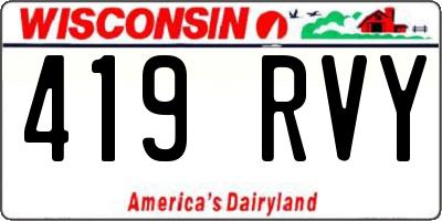 WI license plate 419RVY