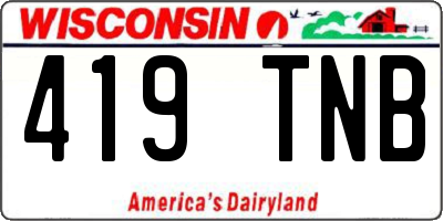 WI license plate 419TNB