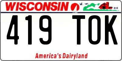 WI license plate 419TOK
