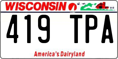 WI license plate 419TPA