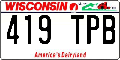 WI license plate 419TPB