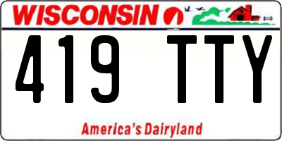 WI license plate 419TTY