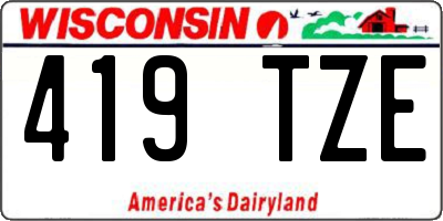 WI license plate 419TZE