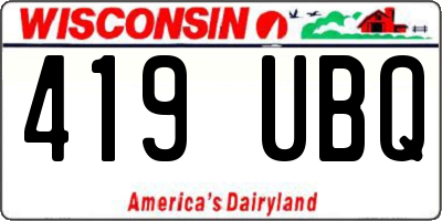 WI license plate 419UBQ