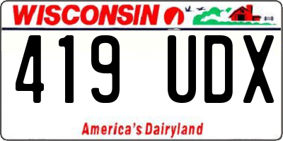 WI license plate 419UDX