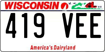 WI license plate 419VEE
