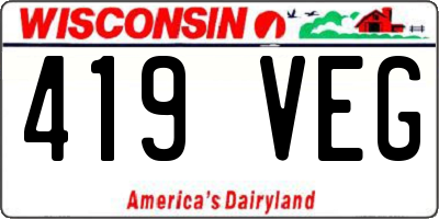 WI license plate 419VEG