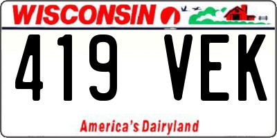 WI license plate 419VEK