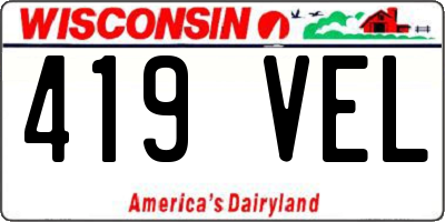 WI license plate 419VEL
