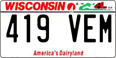 WI license plate 419VEM