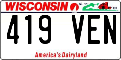 WI license plate 419VEN