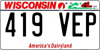 WI license plate 419VEP