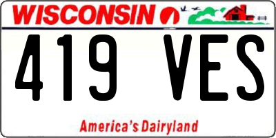 WI license plate 419VES