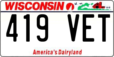 WI license plate 419VET