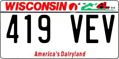 WI license plate 419VEV