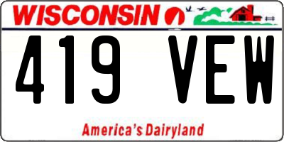 WI license plate 419VEW