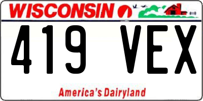 WI license plate 419VEX