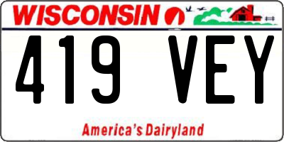 WI license plate 419VEY