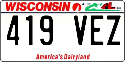 WI license plate 419VEZ