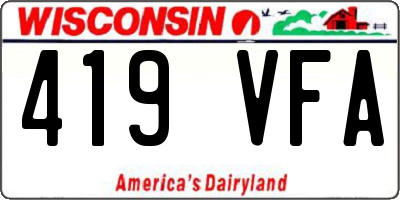 WI license plate 419VFA