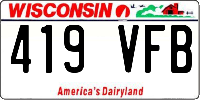 WI license plate 419VFB