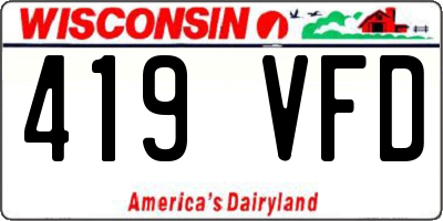 WI license plate 419VFD