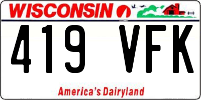 WI license plate 419VFK