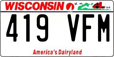 WI license plate 419VFM