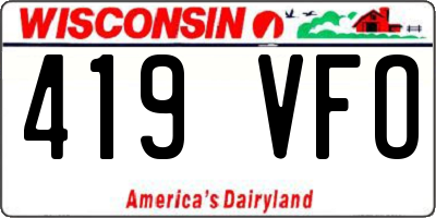 WI license plate 419VFO