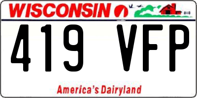 WI license plate 419VFP