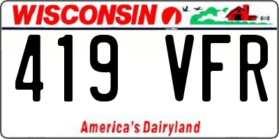 WI license plate 419VFR