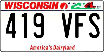 WI license plate 419VFS