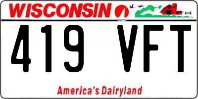 WI license plate 419VFT