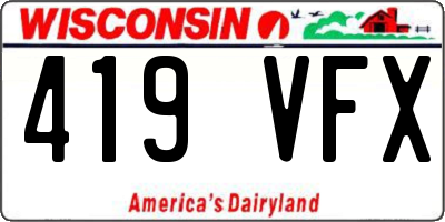 WI license plate 419VFX