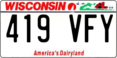 WI license plate 419VFY