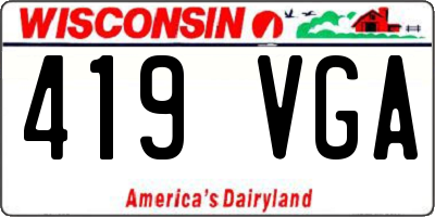 WI license plate 419VGA