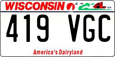 WI license plate 419VGC