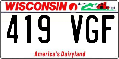 WI license plate 419VGF