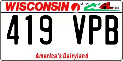 WI license plate 419VPB